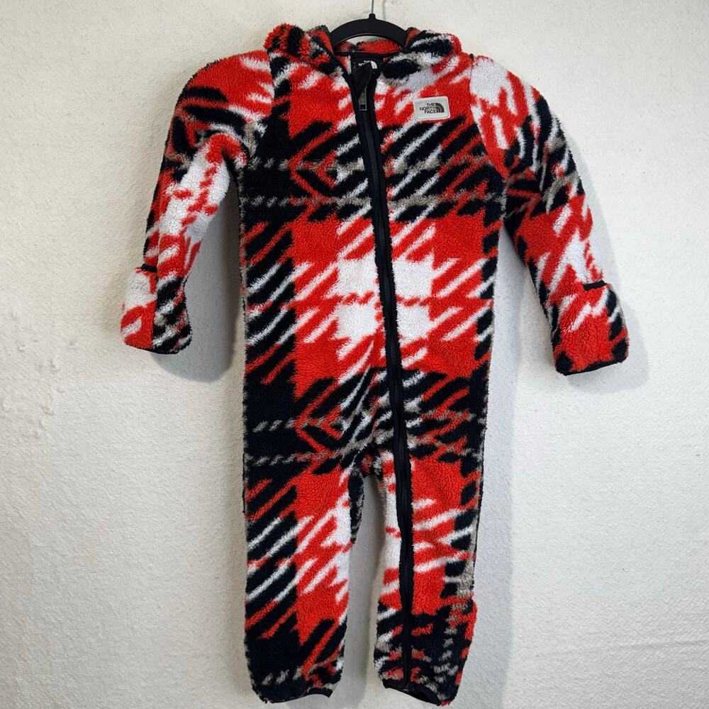 The North Face Baby Cabin Fleece One-Piece Red/Black Coveralls Winter Suit 24 Mo